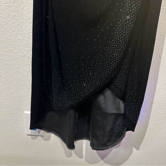 Rampage Black Y2k Asymmetrical‎ Bedazzled V Neck Spaghetti Strap Dress Size M - Picture 4 of 4